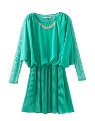 A-line General Print Polyester Elasticized   Waistline  Belted Long Sleeves Puff Sleeves  Dress With Ruffles