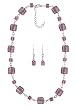 Necklace & Earring Set - N512 - Murano Style Glass Squares and Matching Earrings ~ Amethyst (Purple)