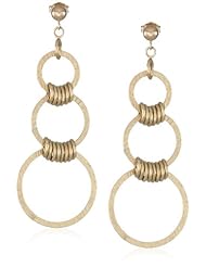 Duragold 14k Yellow Gold Textured Three Circle Drop Earrings