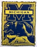 * MICHIGAN WOLVERINES NCAA Focus Throw Blanket Rug Afghan