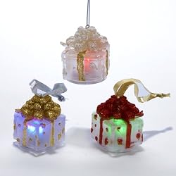 Club Pack of 12 Lighted LED Color Changing Christmas Present Ornaments 2"