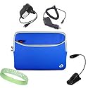Blue Amazon Kindle DX Carrying Sleeve With Extra Pocket + Rapid Kindle DX Car Charger + Kindle DX Wall Charger + Black Ebook Reader LED Light + Live*Laugh*Love Wrist Band!!! (Kindle DX Not Included)