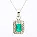 0.66ct tw Natural Diamond(G-H-SI) & Genuine Emerald Pendant in 14k white gold