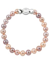 10-11mm 7" Pastel Multicolor Freshwater Pearl Bracelet "A" with 14K White Gold Barrel Clasp in Gift Box