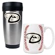Arizona Diamondbacks MLB Stainless Steel Travel Tumbler & Game ball Ceramic Mug Set - Primary Logo