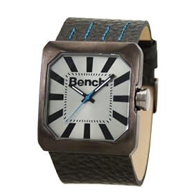 Bench Gents Green Sunray Dial Watch With Grey Textured Leather Strap