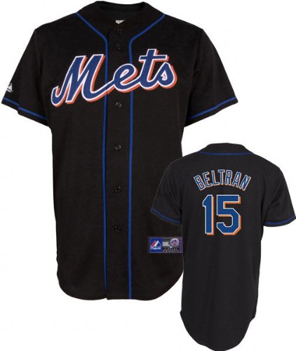 MLB Youth New York Mets Carlos Beltran Black Alternate Short Sleeve 6 Button Synthetic Replica Baseball Jersey Spring 2011  (Black, Large)
