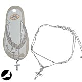 SG Paris Anklet Chain 2 Rows 20cm+Ext Silver Crystal Transparent/Crystal Anklet Chain Anklet Chain Metal/Enamel/Strass Summer Teenager City Girl Fashion Jewelry / Hair Accessories Cross