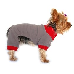Pet Fleece Pajamas - Grey/Red - Small
