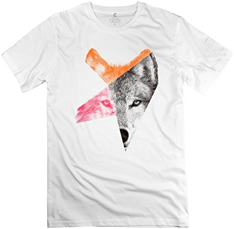 WYMY Men's T Shirt Colorful Wolf Face Size XXL White