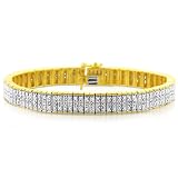 14k Gold Over Sterling Silver 1.0 Carat Diamond Bracelet Size 7