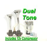 Chrome DUAL Trumpets 135db Air Horn Kit w 12v H.D. Compressor Plug-n-Blow Perfect for... by Unknown