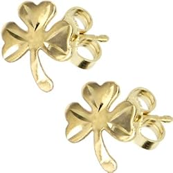 Solid 14kt Gold Shamrock Earrings