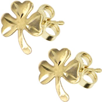 Solid 14KT Gold SHAMROCK Earrings