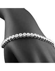 0.50 Ct 925 Sterling Silver Genuine Diamond Heart Shape Tennis Bracelet 7 Inch