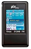 ZicPlay V-max MP3-/MP4-Player, 512 MB, mit 3,8 cm (1,5 Zoll) CSTN-Display und UKW-Radio, silber-metallic