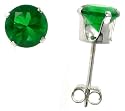 Earring Stud Emerald Green Cubic Zirconia 1.0 Carat size Brilliant-Cut Sterling Silver