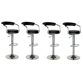 Click here to buy Black Omicron Kitchen Padded Bar Stool {Set of 4} by Premium Outlet.