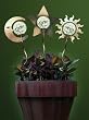 Sun, Moon and Stars Celestial Glow in the Dark Gazing Globe Pot Sticker Garden Stakes (set of 3)
