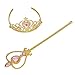 XiangGuanQianYing Princess Dress up Princess Wands Tiaras and Crowns for Little Girls Princess Party Supplies Tiara Wand set Pink
