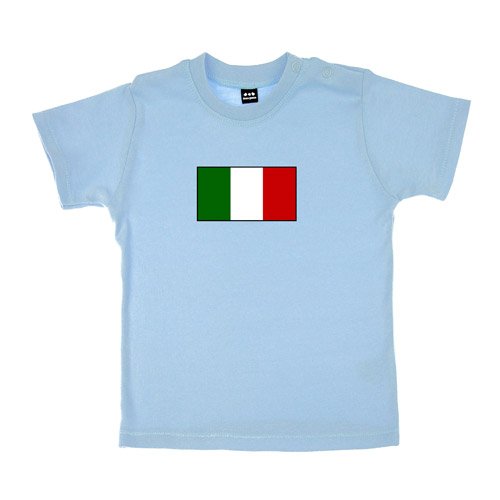 Baby – Kleinkinder T-Shirt – Italiafahne groß Grün-Weiß-Rot – Textil skyblue / Motiv farbig Gr. 3-6 Monate