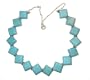Simply Stunning Sterling Silver Diamond Shape Grade A Turquoise Choker Necklace 17"