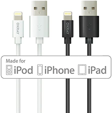[Apple MFI Certified] OKRAY Lightning To USB Cable 3ft (Three Feet) SYNC Cable Charger Cord for Apple iPhone 5 5s 5c 6 6 Plus/iPod 7/iPad Mini 1 2 3/Retina/iPad 4/iPad Air 1 2 (Compatible with iOS 8),2-Pack