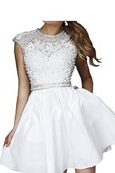 Cocktail Lace Beaded Open-Back Wedding Party Dress/Mini Dress 