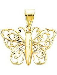 14K Yellow Gold Filigree Butterfly Charm FindingKing