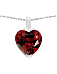 Original Star K (tm) 10mm Heart Shaped Simulated Garnet Pendant in 925 Sterling Silver