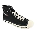 DIESEL EXPOSUR HI TOP CANVAS TOE CAP TRAINERS BLACK