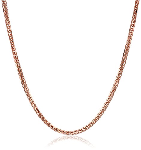 14k Rose Gold .7mm Diamond-Cut Wheat-Chain Necklace