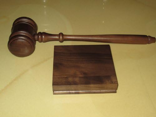 Genuine Walnut Gavel with Matching 3.75" Square Sounding Block
