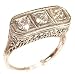 14k White Gold Edwardian Style Filigree 3 Stone .70 CTTW Diamond Ring