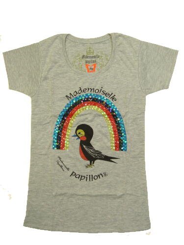 Mademoiselle papillon Long Length Rainbow Swallow Tee【ミスティグレー　size:1(M)】