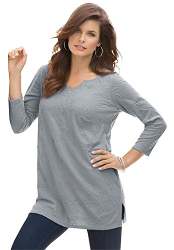 Women's Plus Size Textured Notch Tunic