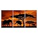 YESURPRISE Canvas Prints 3 Panel Modern Painting Picture Poster Contemporary Artwork Wall Art Decor for Living Room Bedroom Sunset African Savannah Elephants (No Frame)