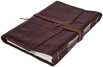 Tobacco-coloured leather autograph book with laces