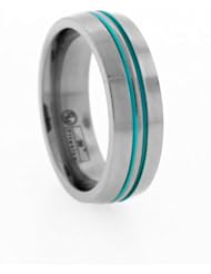 7mm Gray Titanium Ring with Centered Double Colored Anodized Color Inlay