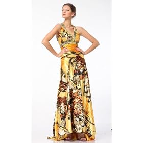 Buy 2147 SATIN BEADED PRINT EVENING PROM LONG GOWN by Cinderella