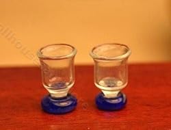 Miniature Set of 2 Glasses with a Blue Base