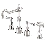 Danze D414357PNV Opulence Double-Handle Kitchen Faucet and Spray, Polished Nickel