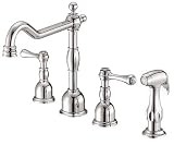 Danze D414357PNV Opulence Double-Handle Kitchen Faucet with Lever Handles and Spray, Polished Nickel PVD