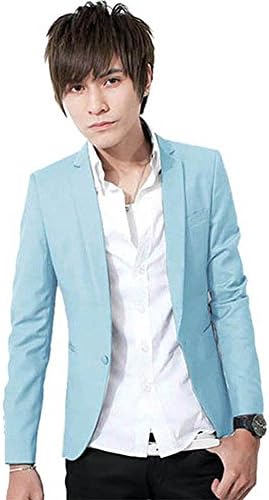 ROPALIA Korean Men Slim Fit Lapel Coat Casual One Button Blazer Suit Coat Tops