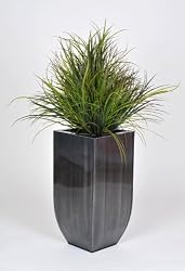 Artificial Ornamental Beach Grass in Square Zinc Planter