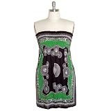 Green & Black Strapless Smocked Plus Size Short Mini Dress