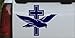 Dove With Cross Christian Car Window Wall Laptop Decal Sticker -- Navy 26in X 19.5in
