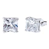 1.87ct Square cz diamond stud 925 silver earrings Melania Trump