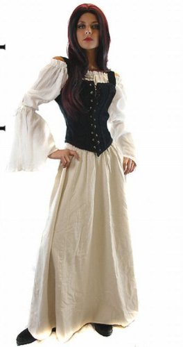 MITTELALTER MARKETENDERIN GEWAND KLEID 3 TEILIG M/L Natur