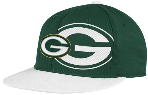 NFL Men's Green Bay Packers End Zone 2 In 1 Flat Visor Flex Hat - Tw80Z (Green, Small/Medium)